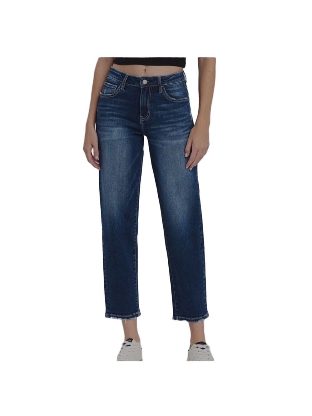 Lovervet High Rise Barrel Leg Jeans NWT Blue Denim Size 26/3 Stretch Modern Fit